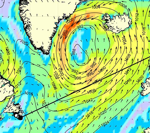 forecasted weather along vessel track